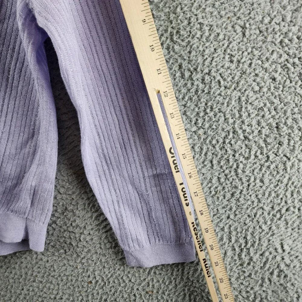 Theory Cropped Cardigan Women's S Soft Iris V-Neck Linen Blend Button Front L/S - Picture 10 of 14